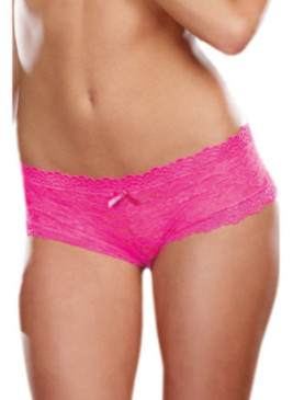 Shorty sexy taille basse rose en dentelle - DG1375HPK